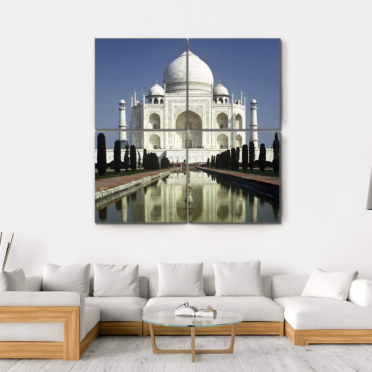 Taj Mahal In Morning Canvas Wall Art-4 Square-Gallery Wrap-17" x 17"-Tiaracle