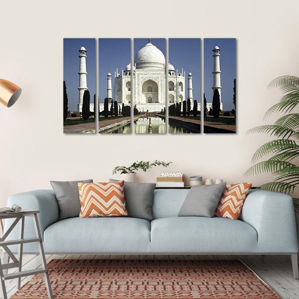 Taj Mahal In Morning Canvas Wall Art-5 Horizontal-Gallery Wrap-22" x 12"-Tiaracle