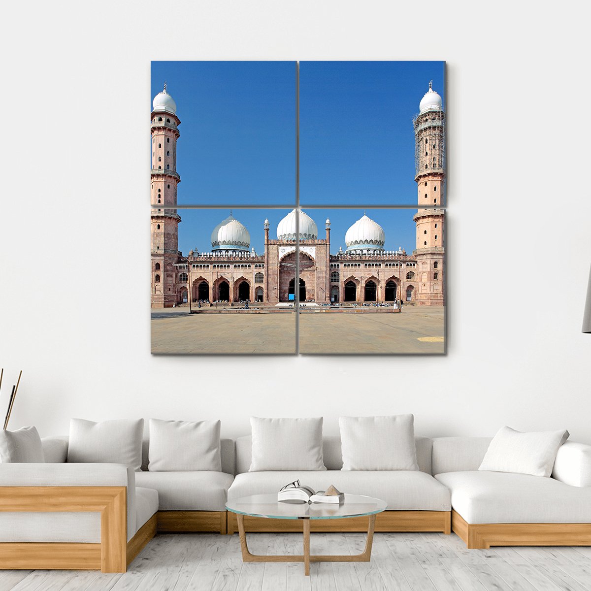 Taj-Ul Masjid India Canvas Wall Art-4 Square-Gallery Wrap-17" x 17"-Tiaracle