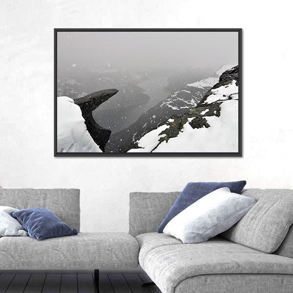 Tall Mountain Peaks Canvas Wall Art-1 Piece-Floating Frame-24" x 16"-Tiaracle