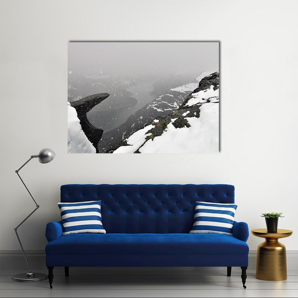 Tall Mountain Peaks Canvas Wall Art-1 Piece-Gallery Wrap-48" x 32"-Tiaracle