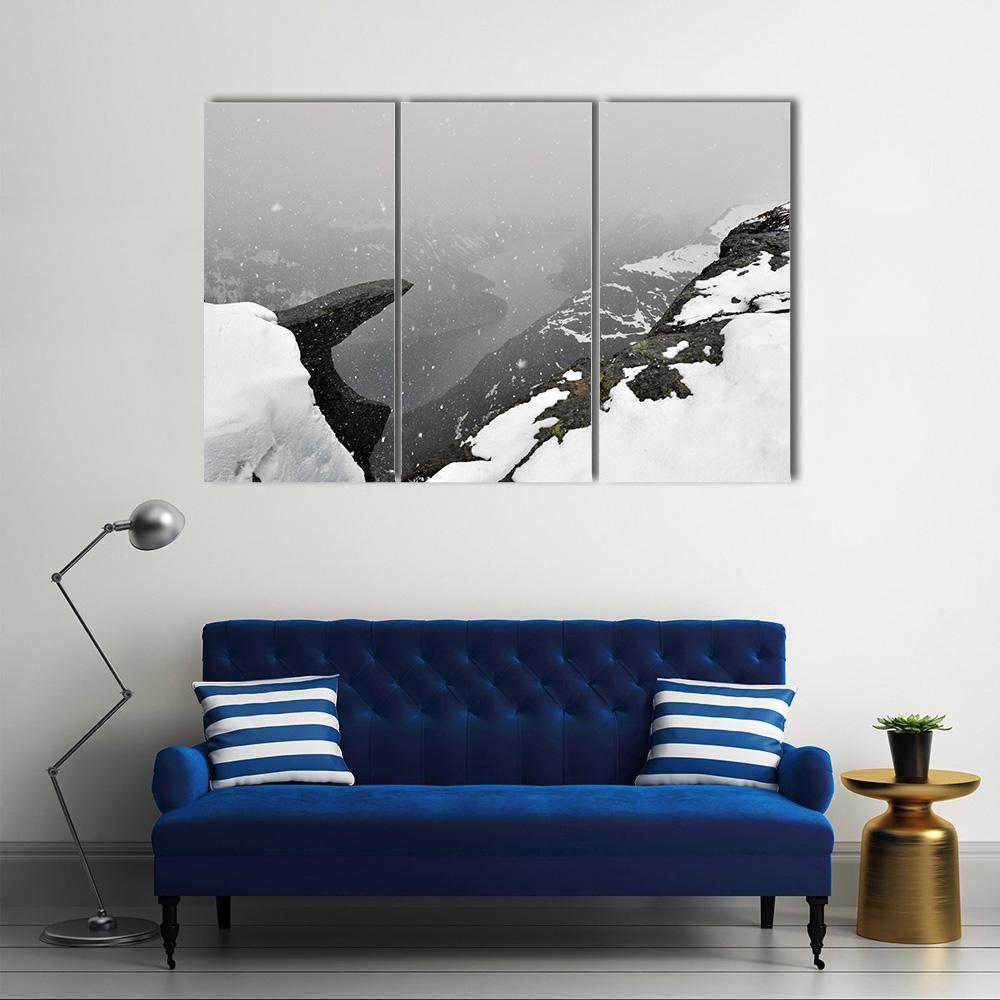 Tall Mountain Peaks Canvas Wall Art-3 Horizontal-Gallery Wrap-37" x 24"-Tiaracle