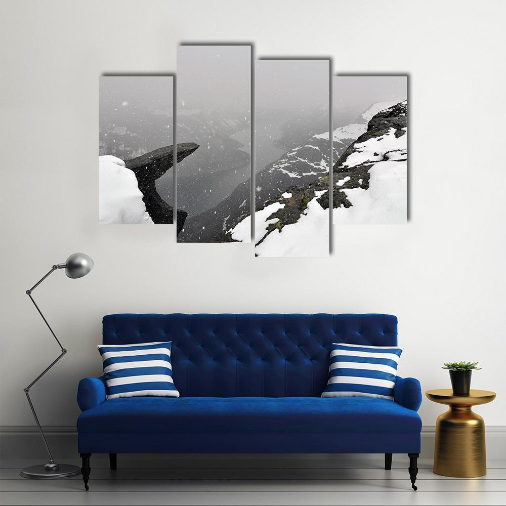 Tall Mountain Peaks Canvas Wall Art-4 Pop-Gallery Wrap-50" x 32"-Tiaracle