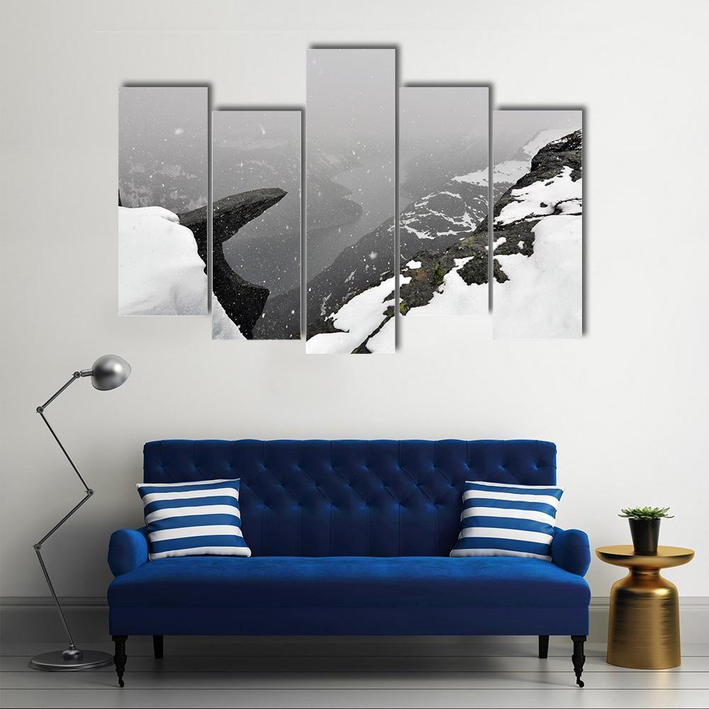 Tall Mountain Peaks Canvas Wall Art-5 Pop-Gallery Wrap-47" x 32"-Tiaracle