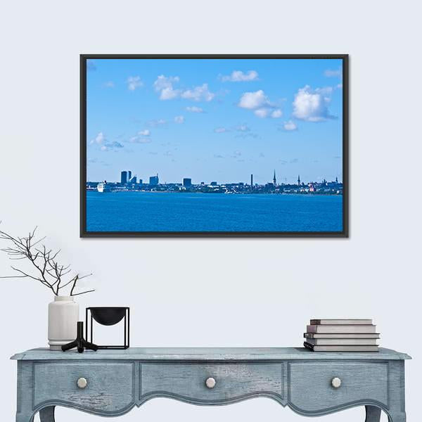 Tallinn From The Sea Canvas Wall Art-3 Horizontal-Gallery Wrap-25" x 16"-Tiaracle