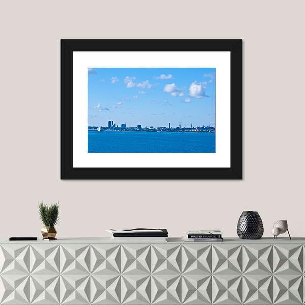 Tallinn From The Sea Canvas Wall Art-3 Horizontal-Gallery Wrap-25" x 16"-Tiaracle