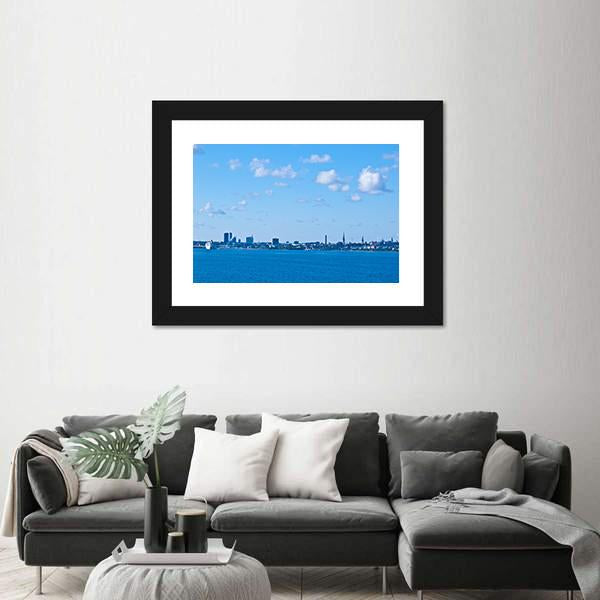Tallinn From The Sea Canvas Wall Art-1 Piece-Framed Print-20" x 16"-Tiaracle
