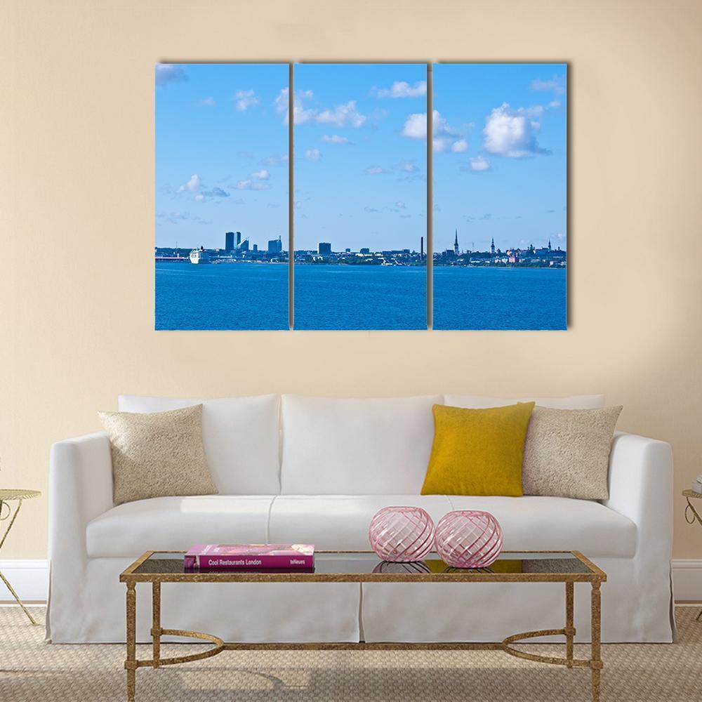 Tallinn From The Sea Canvas Wall Art-3 Horizontal-Gallery Wrap-37" x 24"-Tiaracle
