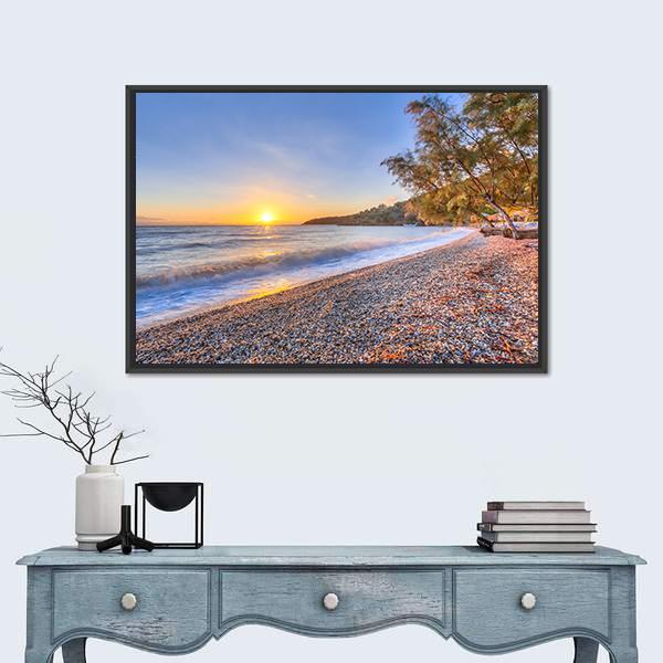 Tamarisk Tree Near Beach Canvas Wall Art-3 Horizontal-Gallery Wrap-25" x 16"-Tiaracle