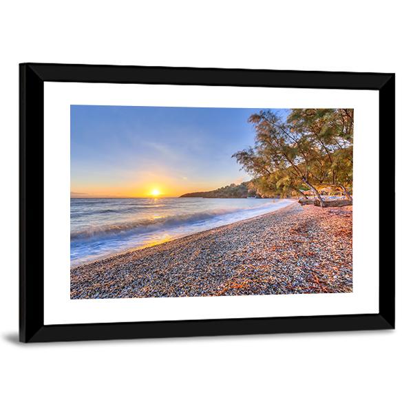 Tamarisk Tree Near Beach Canvas Wall Art-3 Horizontal-Gallery Wrap-25" x 16"-Tiaracle
