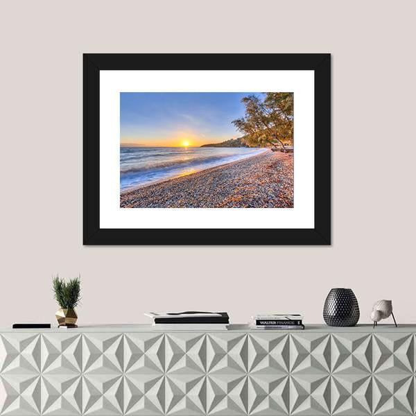 Tamarisk Tree Near Beach Panoramic Canvas Wall Art-1 Piece-36" x 12"-Tiaracle