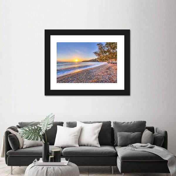 Tamarisk Tree Near Beach Panoramic Canvas Wall Art-1 Piece-36" x 12"-Tiaracle