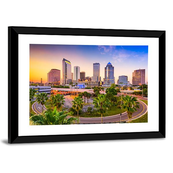 Tampa Downtown Skyline Canvas Wall Art-3 Horizontal-Gallery Wrap-25&quot; x 16&quot;-Tiaracle