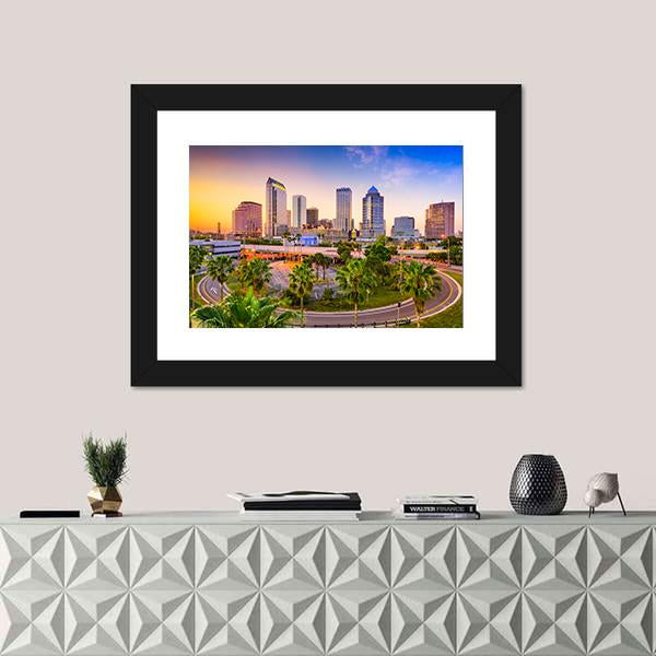 Tampa Downtown Skyline Canvas Wall Art-3 Horizontal-Gallery Wrap-25&quot; x 16&quot;-Tiaracle