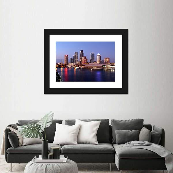 Tampa Skyline Canvas Wall Art-1 Piece-Framed Print-20" x 16"-Tiaracle