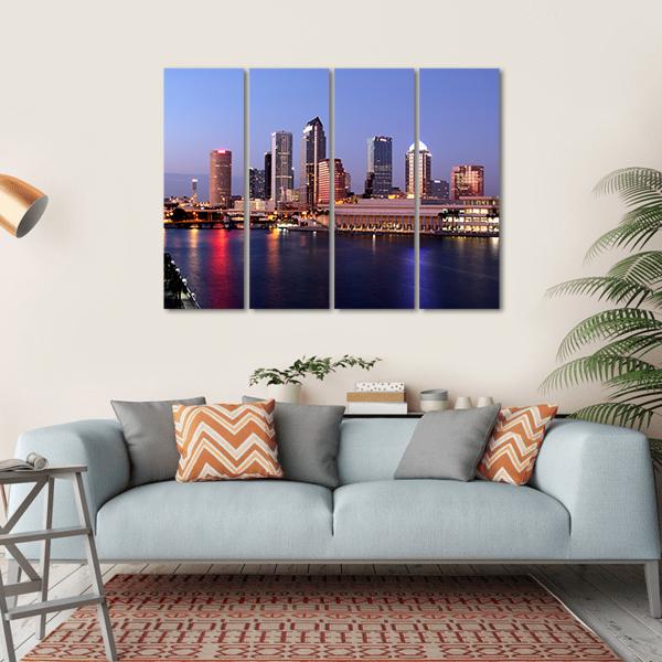 Tampa Skyline Canvas Wall Art-4 Horizontal-Gallery Wrap-34" x 24"-Tiaracle