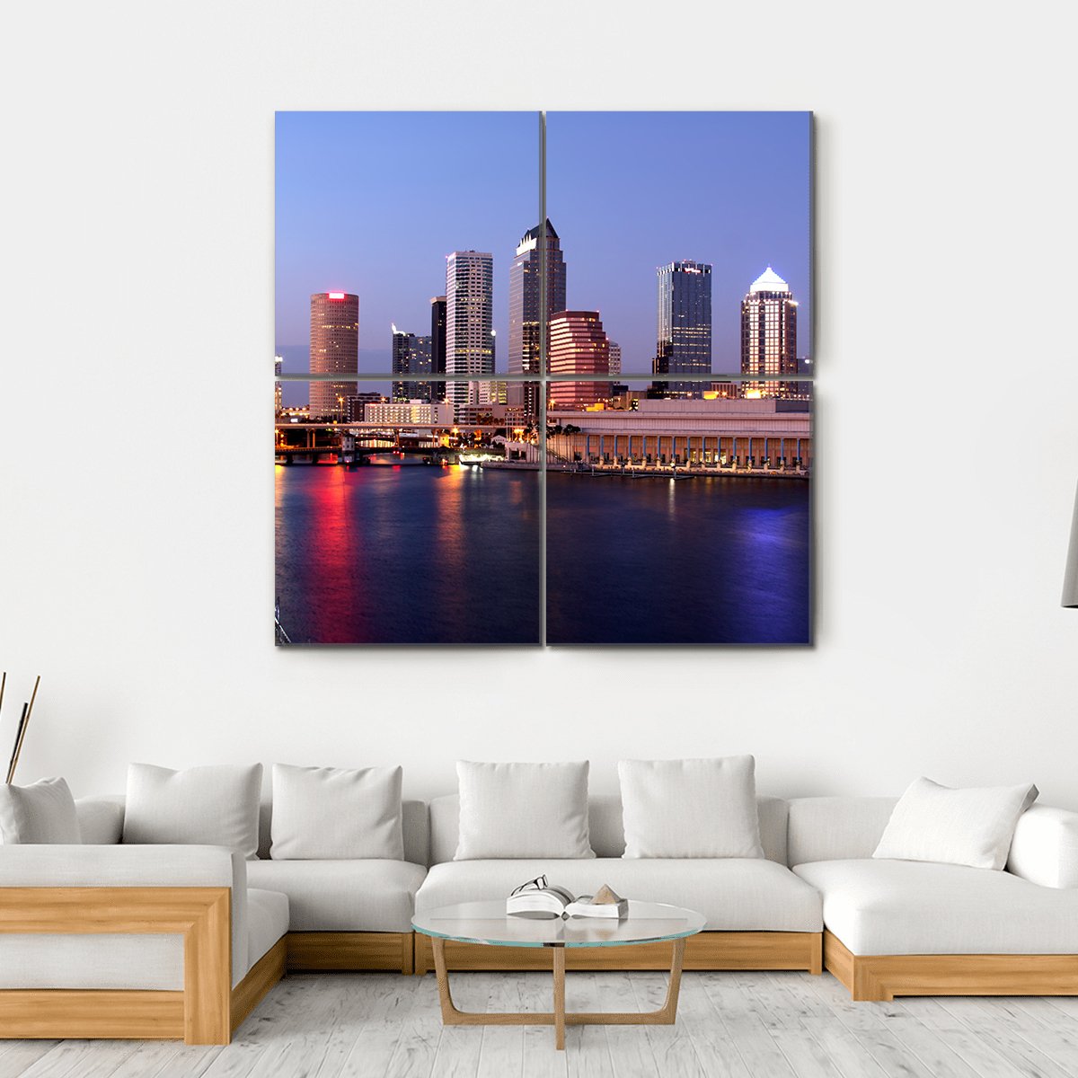Tampa Skyline Canvas Wall Art-4 Square-Gallery Wrap-17" x 17"-Tiaracle