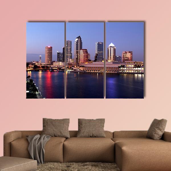 Tampa Skyline Canvas Wall Art-3 Horizontal-Gallery Wrap-37" x 24"-Tiaracle