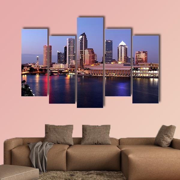 Tampa Skyline Canvas Wall Art-5 Pop-Gallery Wrap-47" x 32"-Tiaracle