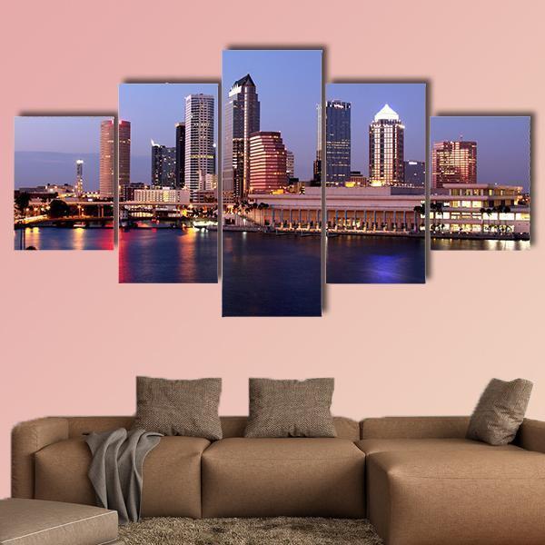 Tampa Skyline Canvas Wall Art-5 Star-Gallery Wrap-62" x 32"-Tiaracle