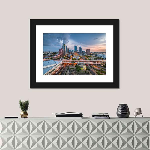 Tampa Skyline On The Bay Canvas Wall Art-3 Horizontal-Gallery Wrap-25" x 16"-Tiaracle