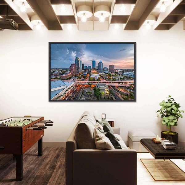 Tampa Skyline On The Bay Canvas Wall Art-3 Horizontal-Gallery Wrap-25" x 16"-Tiaracle