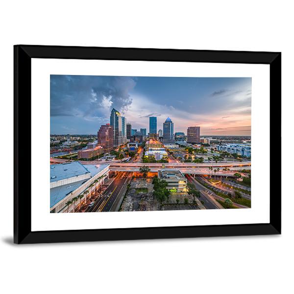 Tampa Skyline On The Bay Canvas Wall Art-3 Horizontal-Gallery Wrap-25" x 16"-Tiaracle