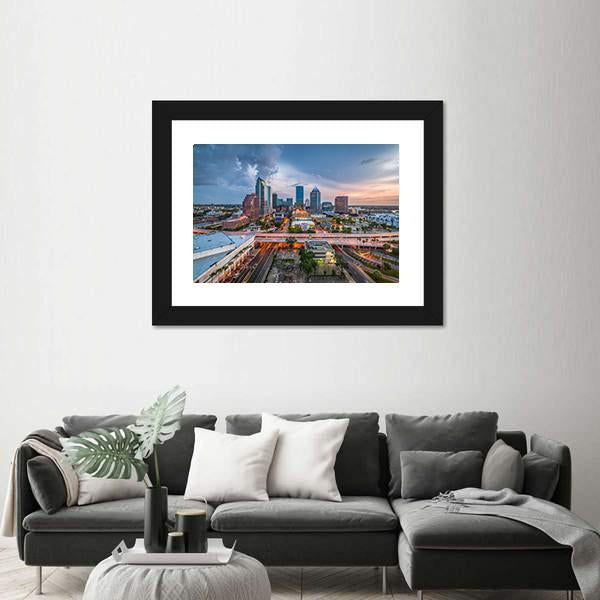 Tampa Skyline On The Bay Canvas Wall Art-1 Piece-Framed Print-20" x 16"-Tiaracle