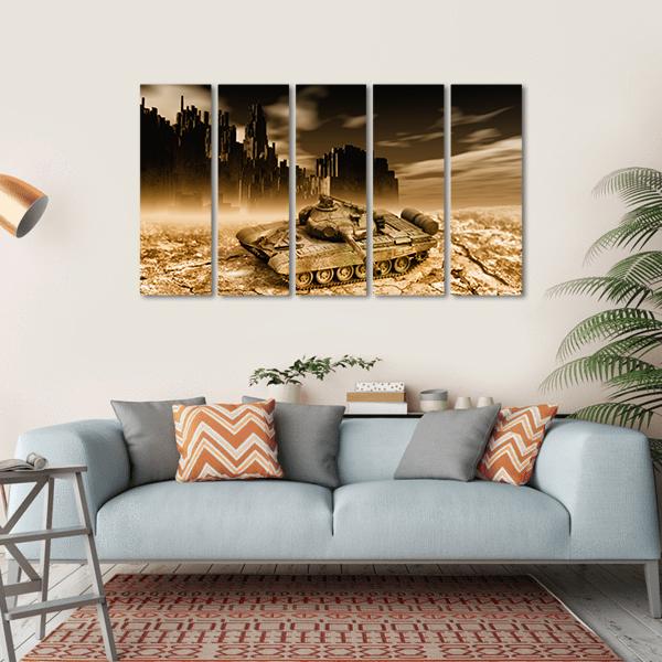 Tank In War Canvas Wall Art-5 Horizontal-Gallery Wrap-22" x 12"-Tiaracle
