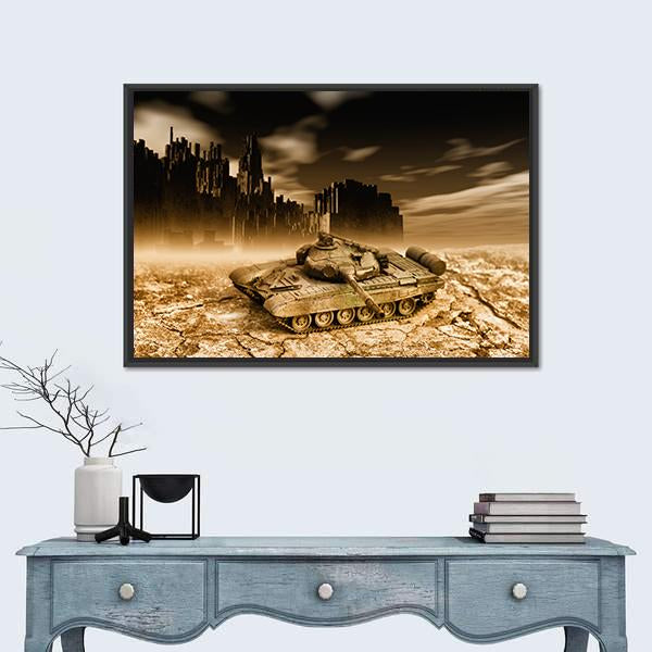 Tank In War Canvas Wall Art-5 Horizontal-Gallery Wrap-22" x 12"-Tiaracle