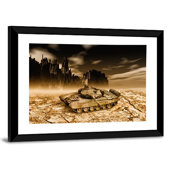 Tank In War Canvas Wall Art-5 Horizontal-Gallery Wrap-22" x 12"-Tiaracle