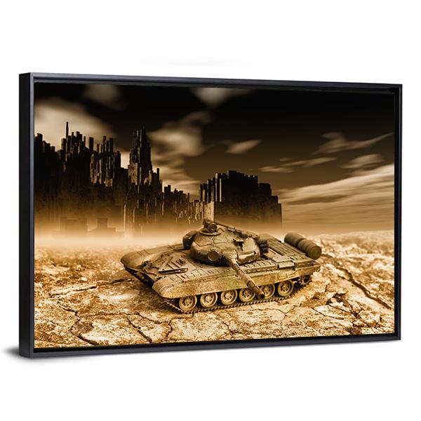 Tank In War Canvas Wall Art-5 Horizontal-Gallery Wrap-22" x 12"-Tiaracle