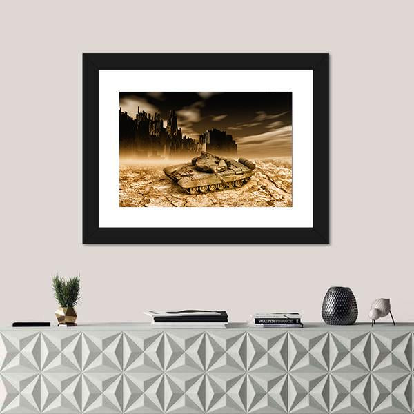 Tank In War Panoramic Canvas Wall Art-1 Piece-36" x 12"-Tiaracle