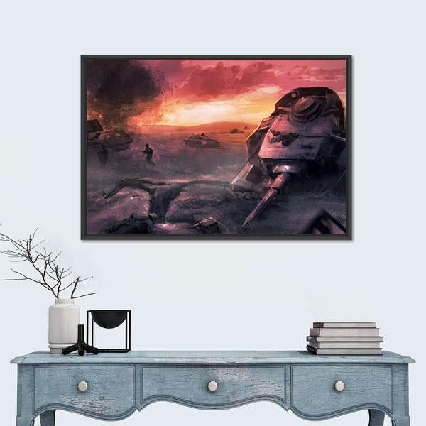 Tank War Battle Canvas Wall Art-3 Horizontal-Gallery Wrap-25" x 16"-Tiaracle