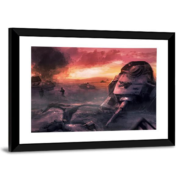 Tank War Battle Canvas Wall Art-3 Horizontal-Gallery Wrap-25" x 16"-Tiaracle