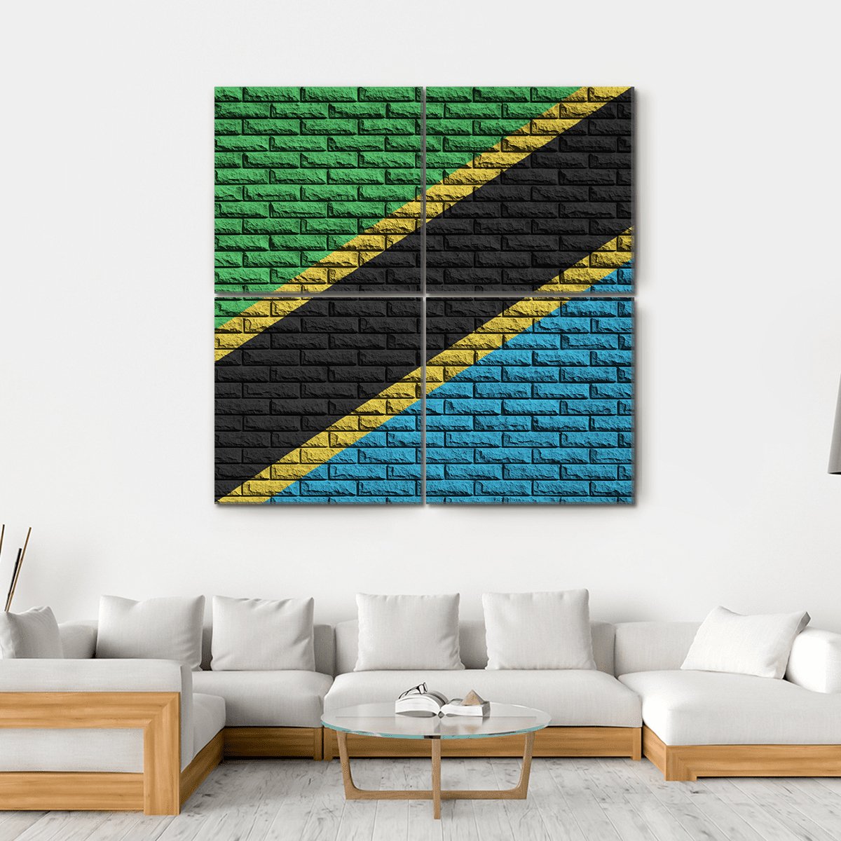 Tanzania Flag Canvas Wall Art-4 Square-Gallery Wrap-17" x 17"-Tiaracle