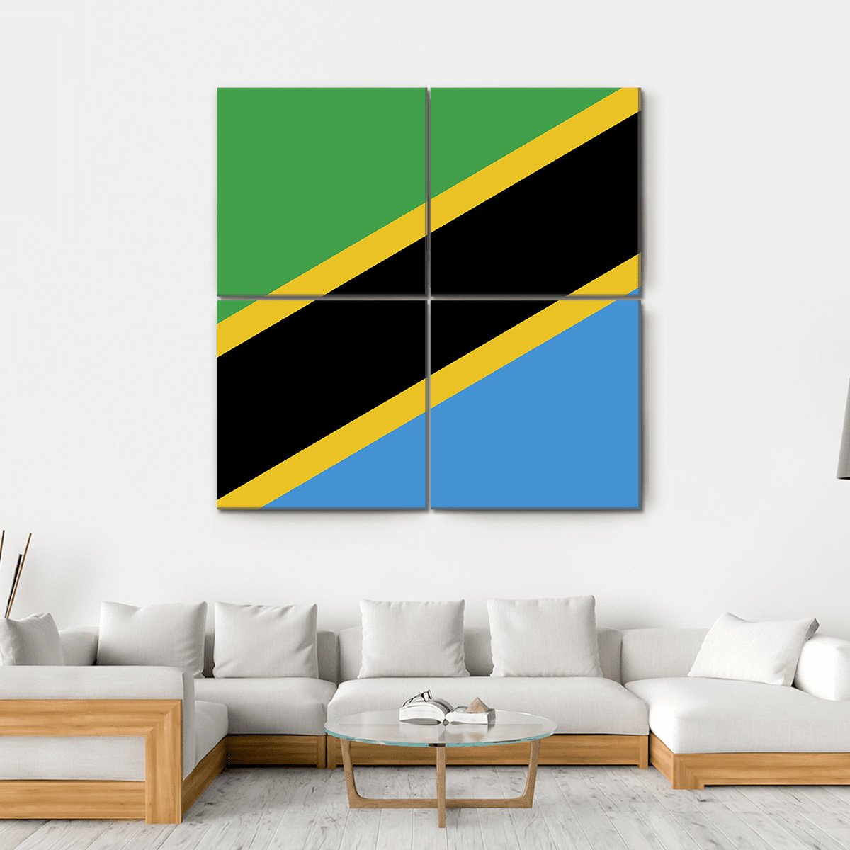Tanzania Flag Canvas Wall Art-4 Square-Gallery Wrap-17" x 17"-Tiaracle