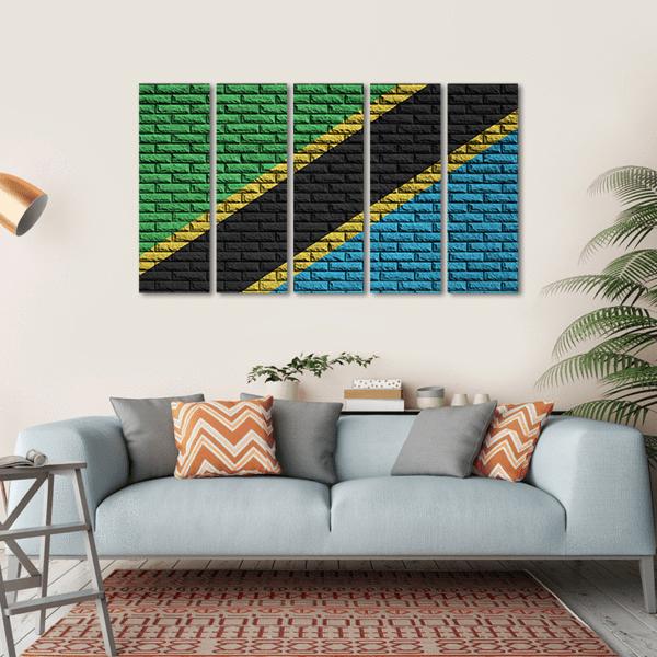 Tanzania Flag Canvas Wall Art-5 Horizontal-Gallery Wrap-22" x 12"-Tiaracle