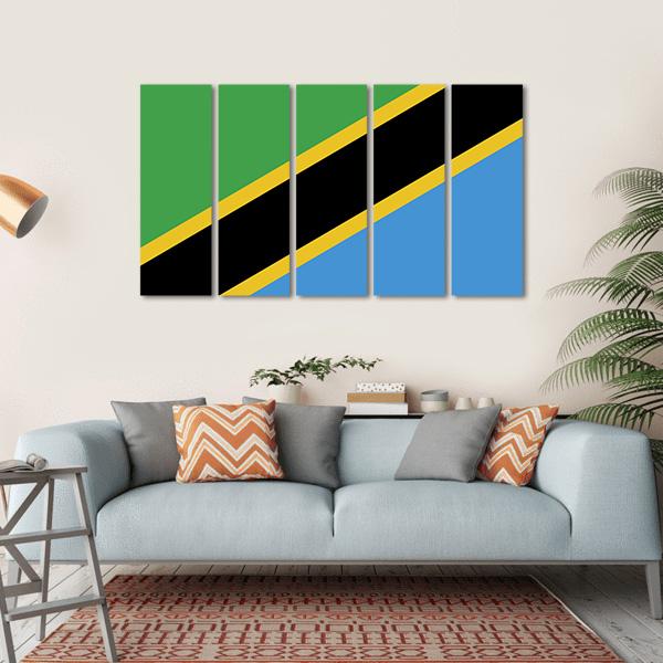 Tanzania Flag Canvas Wall Art-5 Horizontal-Gallery Wrap-22" x 12"-Tiaracle