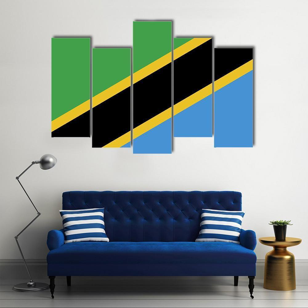 Tanzania Flag Canvas Wall Art-5 Pop-Gallery Wrap-47" x 32"-Tiaracle