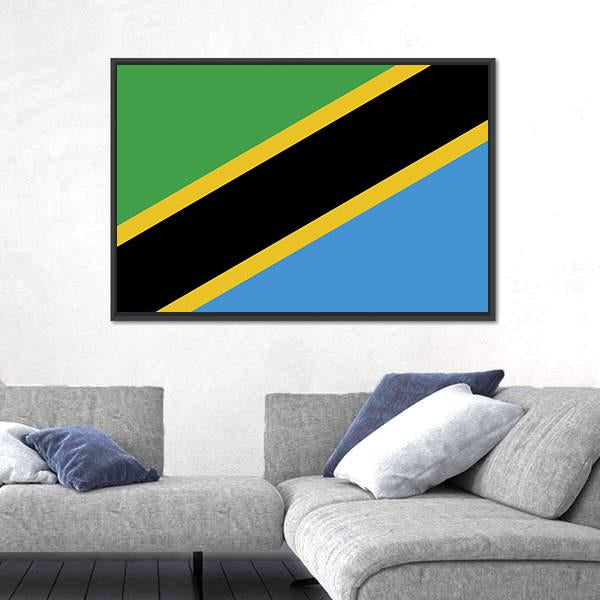 Tanzania Flag Panoramic Canvas Wall Art-1 Piece-36" x 12"-Tiaracle