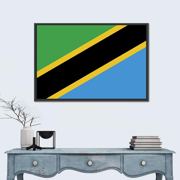Tanzania Flag Panoramic Canvas Wall Art-1 Piece-36" x 12"-Tiaracle
