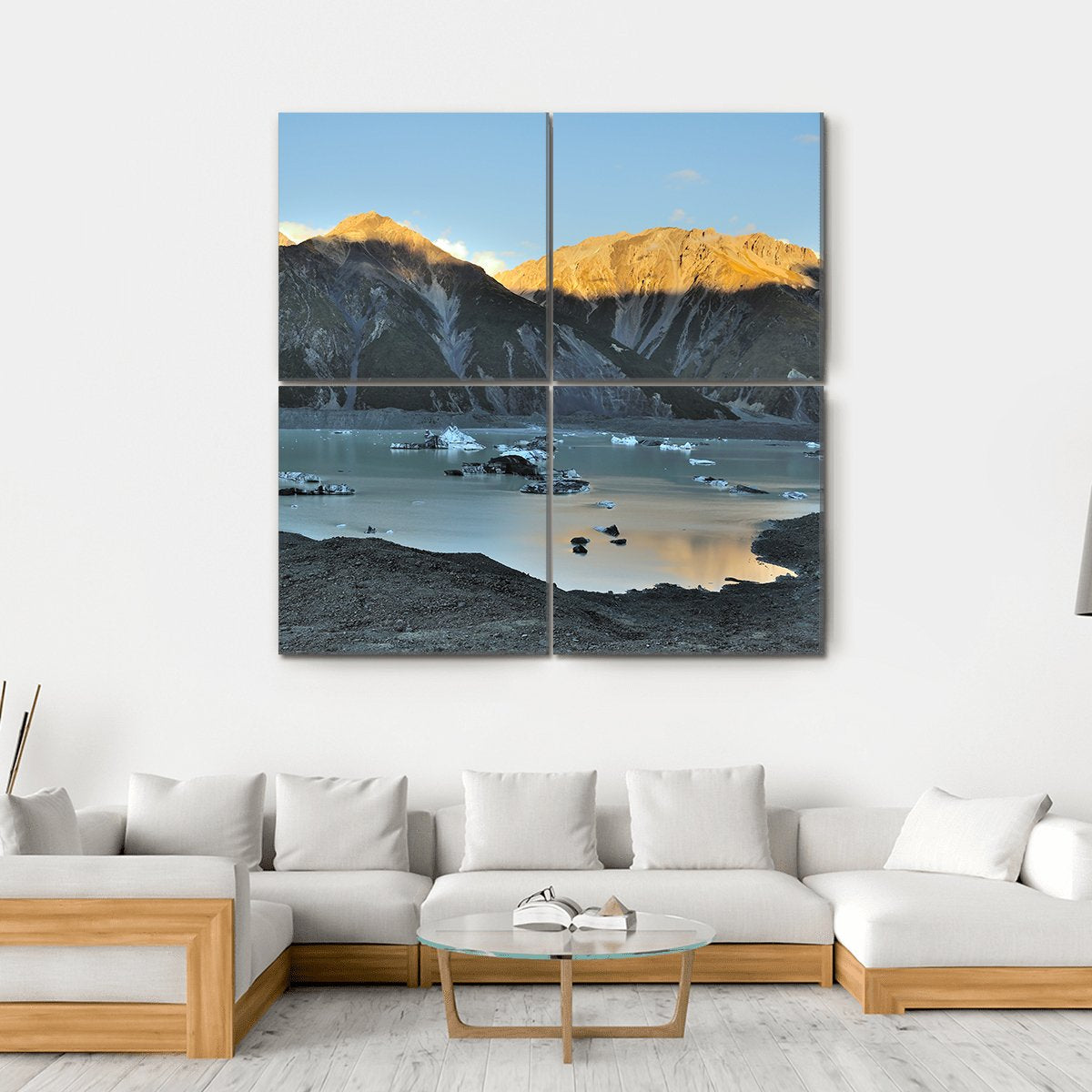 Tasman Glacier &amp; Lake Canvas Wall Art-4 Square-Gallery Wrap-17" x 17"-Tiaracle