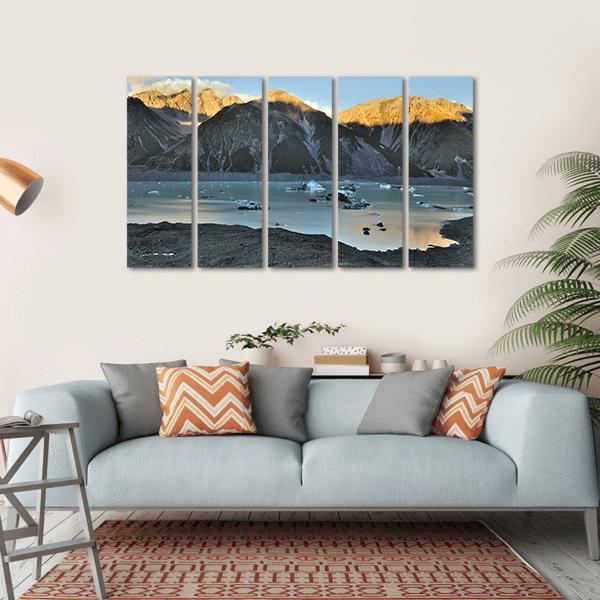 Tasman Glacier &amp; Lake Canvas Wall Art-5 Horizontal-Gallery Wrap-22" x 12"-Tiaracle