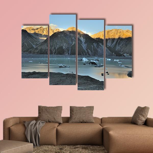Tasman Glacier &amp; Lake Canvas Wall Art-4 Pop-Gallery Wrap-50" x 32"-Tiaracle