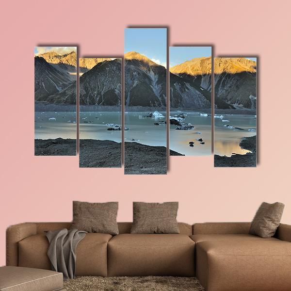 Tasman Glacier &amp; Lake Canvas Wall Art-5 Pop-Gallery Wrap-47" x 32"-Tiaracle