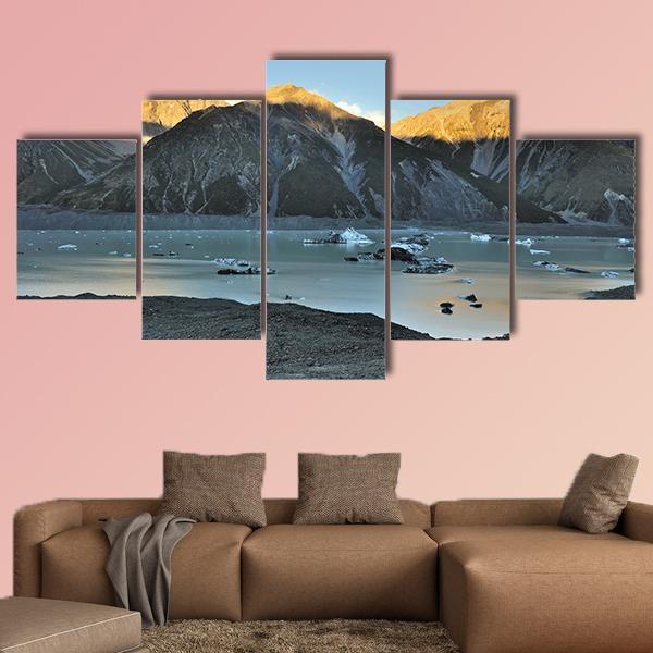 Tasman Glacier &amp; Lake Canvas Wall Art-5 Star-Gallery Wrap-62" x 32"-Tiaracle