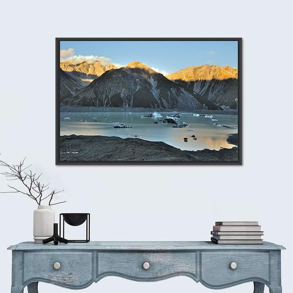 Tasman Glacier &amp; Lake Canvas Wall Art-5 Horizontal-Gallery Wrap-22" x 12"-Tiaracle