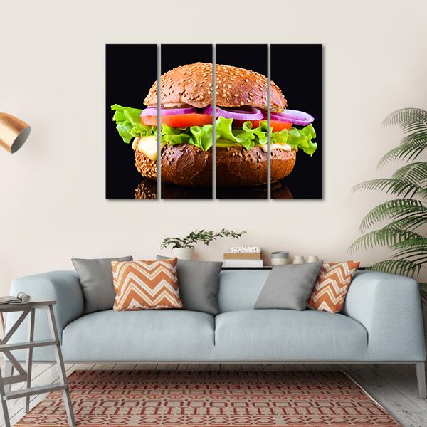 Cheeseburger Canvas Wall Art-4 Horizontal-Gallery Wrap-34" x 24"-Tiaracle