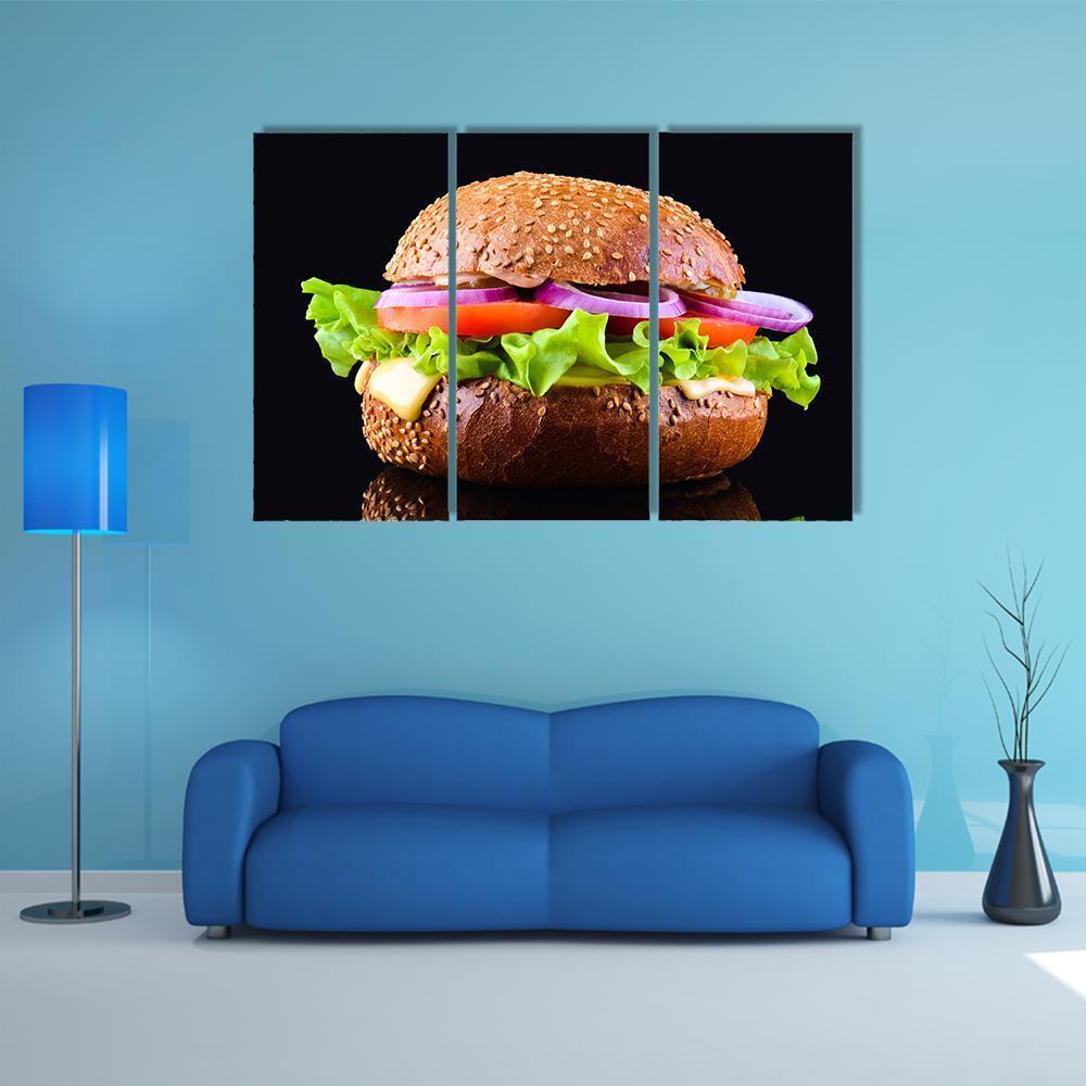 Cheeseburger Canvas Wall Art-3 Horizontal-Gallery Wrap-37" x 24"-Tiaracle